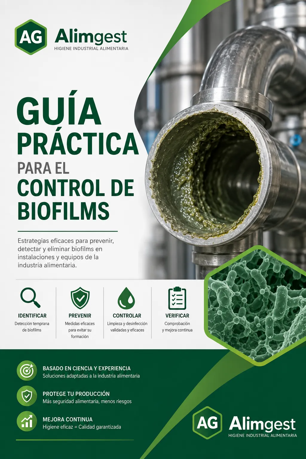 Portada de la Guía práctica para el control de biofilms de Alimgest