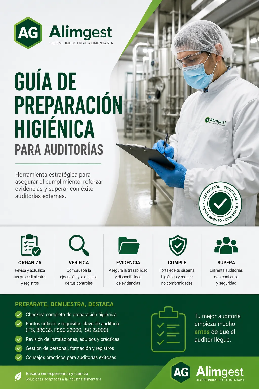 Portada de la Guía de preparación higiénica para auditorías de Alimgest